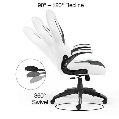 Gaming Chairs Staples Emerge Vortex Bonded Leather Gaming Chair, White And Gray (52503) 4 Gaming Chairs Staples Emerge Vortex Bonded Leather Gaming Chair, White And Gray (52503) - Image 3