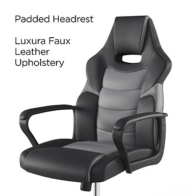 Gaming Chairs Staples Emerge Vector Luxura Faux Leather Gaming Chair, Black & Gray (61108) 4 Gaming Chairs Staples Emerge Vector Luxura Faux Leather Gaming Chair, Black & Gray (61108) - Image 2