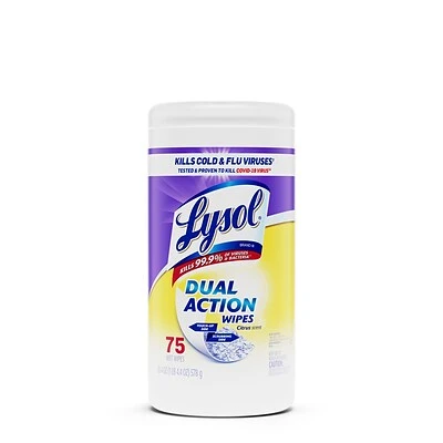 Lysol Dual Action Disinfecting Wipes, Citrus, 75 Wipes/Pack (1920081700) 3 Lysol Dual Action Disinfecting Wipes, Citrus, 75 Wipes/Pack (1920081700)