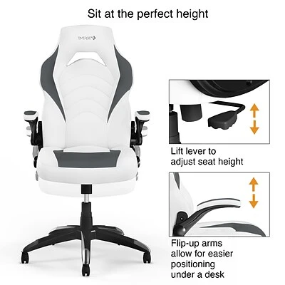 Gaming Chairs Staples Emerge Vortex Bonded Leather Gaming Chair, White And Gray (52503) 6 Gaming Chairs Staples Emerge Vortex Bonded Leather Gaming Chair, White And Gray (52503) - Image 5