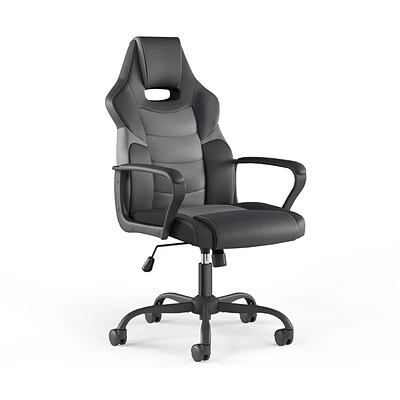 Gaming Chairs Staples Emerge Vector Luxura Faux Leather Gaming Chair, Black & Gray (61108) 3 Gaming Chairs Staples Emerge Vector Luxura Faux Leather Gaming Chair, Black & Gray (61108)