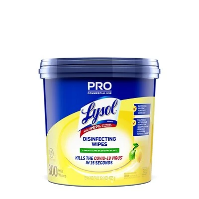 Lysol Pro Disinfecting Wipes, Lemon & Lime Blossom, 800 Wipes/Bucket (1920099856X) 3 Lysol Pro Disinfecting Wipes, Lemon & Lime Blossom, 800 Wipes/Bucket (1920099856X)