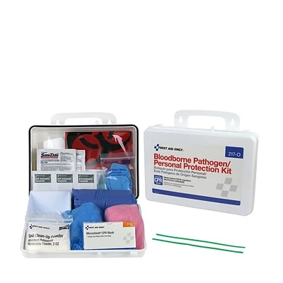 Emergency Kits First Aid Only Bloodborne Pathogen/Personal Protection Kit W/ Microshield, 25 Pieces (217-O) 3 Emergency Kits First Aid Only Bloodborne Pathogen/Personal Protection Kit W/ Microshield, 25 Pieces (217-O)