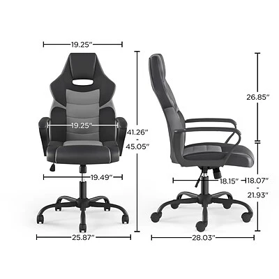 Gaming Chairs Staples Emerge Vector Luxura Faux Leather Gaming Chair, Black & Gray (61108) 10 Gaming Chairs Staples Emerge Vector Luxura Faux Leather Gaming Chair, Black & Gray (61108) - Image 8