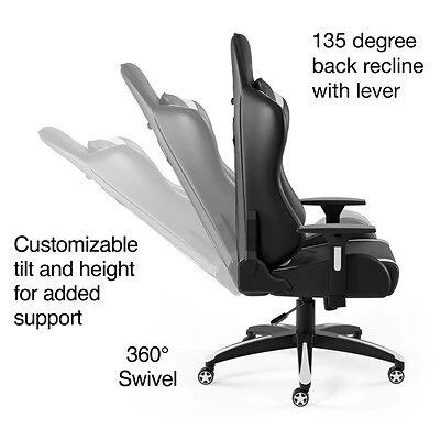 Emerge Gaming Chairs Quill Brand® Vartan Bonded Leather Gaming Chair, White/Black (58542) 5 Emerge Gaming Chairs Quill Brand® Vartan Bonded Leather Gaming Chair, White/Black (58542) - Image 3