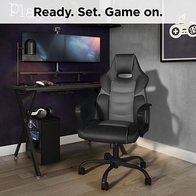 Gaming Chairs Staples Emerge Vector Luxura Faux Leather Gaming Chair, Black & Gray (61108) 8 Gaming Chairs Staples Emerge Vector Luxura Faux Leather Gaming Chair, Black & Gray (61108) - Image 6