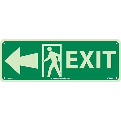 National Marker Safety Signs Notice Signs; Exit (W/ Door And Left Arrow), 5X14, Glow Rigid 3 National Marker Safety Signs Notice Signs; Exit (W/ Door And Left Arrow), 5X14, Glow Rigid