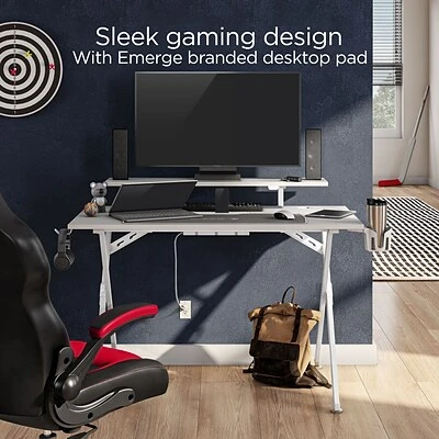 Office Desks Emerge Vizon 47" Gaming Desk, White Colorway (60986) 3 Office Desks Emerge Vizon 47" Gaming Desk, White Colorway (60986) - Image 2