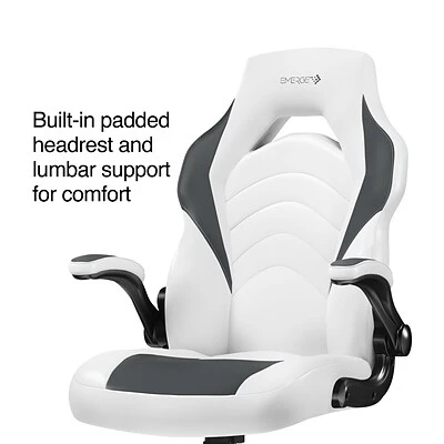 Gaming Chairs Staples Emerge Vortex Bonded Leather Gaming Chair, White And Gray (52503) 3 Gaming Chairs Staples Emerge Vortex Bonded Leather Gaming Chair, White And Gray (52503) - Image 2