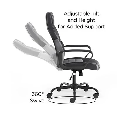 Gaming Chairs Staples Emerge Vector Luxura Faux Leather Gaming Chair, Black & Gray (61108) 5 Gaming Chairs Staples Emerge Vector Luxura Faux Leather Gaming Chair, Black & Gray (61108) - Image 3