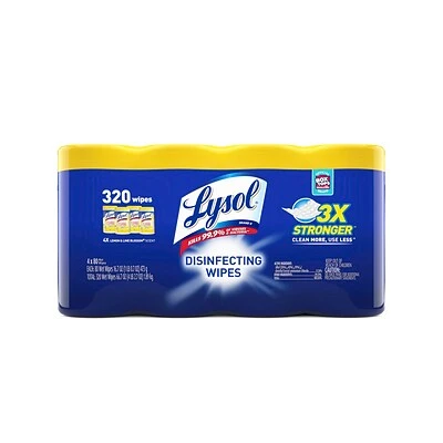 Lysol Disinfecting Wipes, Lemon And Lime Blossom, 80/Canister, 4/Pack (1920090641) 2 Lysol Disinfecting Wipes, Lemon And Lime Blossom, 80/Canister, 4/Pack (1920090641)