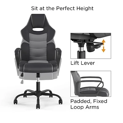 Gaming Chairs Staples Emerge Vector Luxura Faux Leather Gaming Chair, Black & Gray (61108) 7 Gaming Chairs Staples Emerge Vector Luxura Faux Leather Gaming Chair, Black & Gray (61108) - Image 5