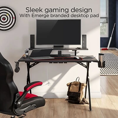 Office Desks Emerge Vizon 47" Gaming Desk, Black (59260) 4 Office Desks Emerge Vizon 47" Gaming Desk, Black (59260) - Image 2