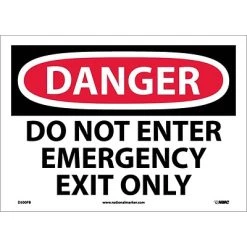 National Marker Safety Labels & Tags Danger Labels; Do Not Enter Emergency Exit Only, 10X14, Adhesive Vinyl