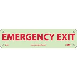 National Marker Safety Signs Notice Signs; Emergency Exit, 3X12, Glow Rigid