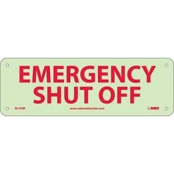 National Marker Safety Signs Notice Signs; Fire, Emergency Shut Off, 4X12, Rigid Plasticglow