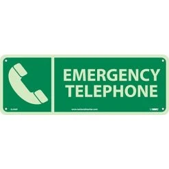 National Marker Safety Signs Notice Signs; Emergency Telephone, 5X14, Glow Rigid