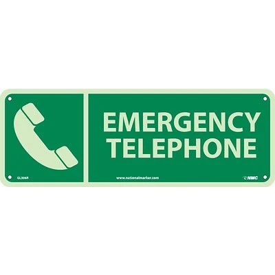 National Marker Safety Signs Notice Signs; Emergency Telephone, 5X14, Glow Rigid 3 National Marker Safety Signs Notice Signs; Emergency Telephone, 5X14, Glow Rigid