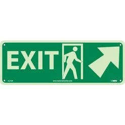National Marker Safety Signs Notice Signs; Exit (W/ Door And Right Up Arrow), 5X14, Glow Rigid