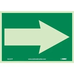 National Marker Safety Signs Directional Signs; Arrow Graphic, 7X10, Adhesive Glow