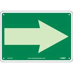 National Marker Safety Signs Directional Signs; Arrow Graphic, 7X10, Glow Rigid