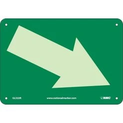 National Marker Safety Signs Directional Signs; Arrow Graphic Diagonal, 7X10, Glow Rigid