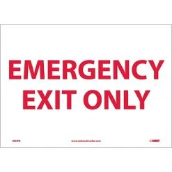 National Marker Traffic Warning Signs Information Labels; Emergency Exit Only, 10X14, Adhesive Vinyl