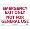 National Marker Information Labels; Emergency Exit Only Not For General Use, 10X14, Adhesive Vinyl