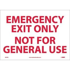 National Marker Information Labels; Emergency Exit Only Not For General Use, 10X14, Adhesive Vinyl