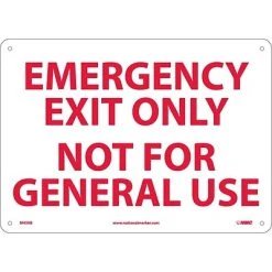 National Marker Safety Signs Notice Signs; Emergency Exit Only Not For General Use, 10X14, Rigid Plastic