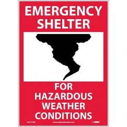 National Marker Safety Labels & Tags Emergency Shelter For Hazardous Weather Conditions; Graphic, 14X10, Adhesive Vinyl