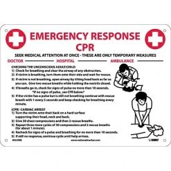 National Marker Safety Signs Notice Signs; Cpr Emergency Response, 10X14, Rigid Plastic