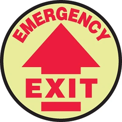 Safety Signs Accuform Signs® Slip-Gard™ EMERGENCY EXIT Round Floor Sign, Red/Yellow, 8"Dia., 1/Pack 3 Safety Signs Accuform Signs® Slip-Gard™ EMERGENCY EXIT Round Floor Sign, Red/Yellow, 8"Dia., 1/Pack