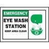 Safety Signs ACCUFORM SIGNS® Label, EMERGENCY EYE WASH STATION KEEP AREA CLEAR, 3½"x5", Adhesive Vinyl, 5/Pk