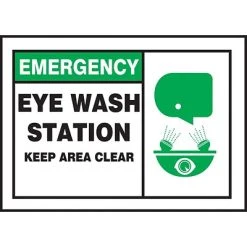 Safety Signs ACCUFORM SIGNS® Label, EMERGENCY EYE WASH STATION KEEP AREA CLEAR, 3½"x5", Adhesive Vinyl, 5/Pk