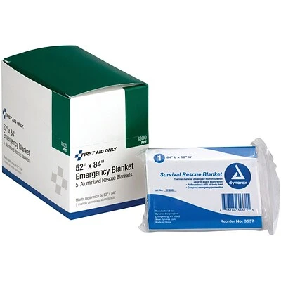 Emergency Kits First Aid Only® Aluminized Rescue Blankets, 52" X 84", 5 Per Box (I800) 5 Emergency Kits First Aid Only® Aluminized Rescue Blankets, 52" X 84", 5 Per Box (I800) - Image 3