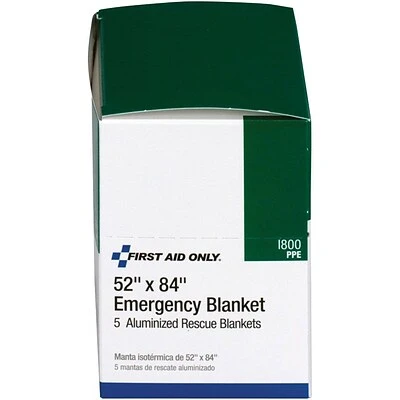 Emergency Kits First Aid Only® Aluminized Rescue Blankets, 52" X 84", 5 Per Box (I800) 3 Emergency Kits First Aid Only® Aluminized Rescue Blankets, 52" X 84", 5 Per Box (I800)