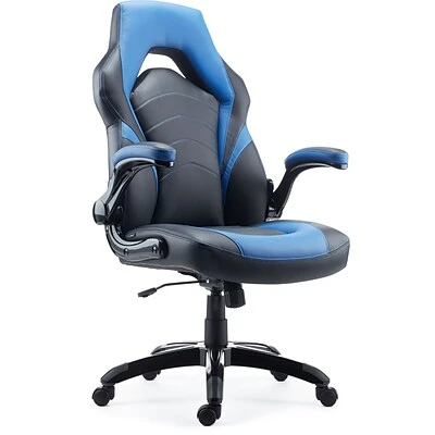 Emerge Gaming Chairs Quill Brand® Luxura Faux Leather Racing Gaming Chair, Black And Blue (51464-CC) 3 Emerge Gaming Chairs Quill Brand® Luxura Faux Leather Racing Gaming Chair, Black And Blue (51464-CC)