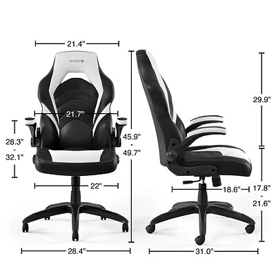 Emerge Gaming Chairs Quill Brand® Luxura Faux Leather Racing Gaming Chair, Black And White (55172) 10 Emerge Gaming Chairs Quill Brand® Luxura Faux Leather Racing Gaming Chair, Black And White (55172) - Image 8