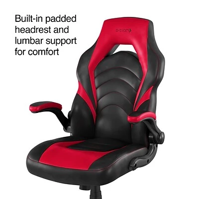 Emerge Gaming Chairs Quill Brand® Luxura Faux Leather Racing Gaming Chair, Black And Red (51465-CC) 4 Emerge Gaming Chairs Quill Brand® Luxura Faux Leather Racing Gaming Chair, Black And Red (51465-CC) - Image 2