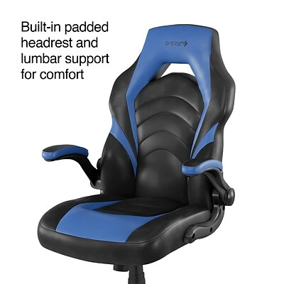 Emerge Gaming Chairs Quill Brand® Luxura Faux Leather Racing Gaming Chair, Black And Blue (51464-CC) 4 Emerge Gaming Chairs Quill Brand® Luxura Faux Leather Racing Gaming Chair, Black And Blue (51464-CC) - Image 2