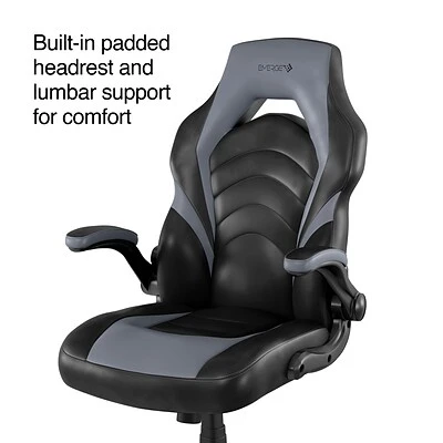 Emerge Gaming Chairs Quill Brand® Luxura Faux Leather Racing Gaming Chair, Black And Gray (52503) 3 Emerge Gaming Chairs Quill Brand® Luxura Faux Leather Racing Gaming Chair, Black And Gray (52503) - Image 2
