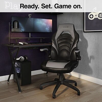 Emerge Gaming Chairs Quill Brand® Luxura Faux Leather Racing Gaming Chair, Black And Gray (52503) 7 Emerge Gaming Chairs Quill Brand® Luxura Faux Leather Racing Gaming Chair, Black And Gray (52503) - Image 6