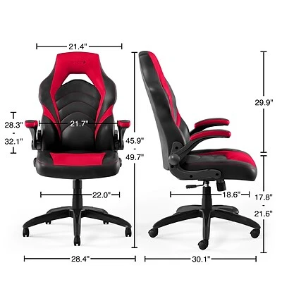 Emerge Gaming Chairs Quill Brand® Luxura Faux Leather Racing Gaming Chair, Black And Red (51465-CC) 10 Emerge Gaming Chairs Quill Brand® Luxura Faux Leather Racing Gaming Chair, Black And Red (51465-CC) - Image 8