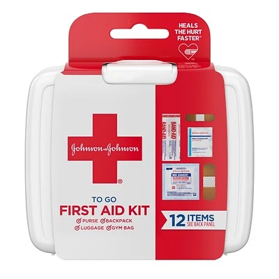 Johnson & Johnson First Aid Kits Johnson & Johnson First Aid To Go, 12 Pieces, White (564624) 3 Johnson & Johnson First Aid Kits Johnson & Johnson First Aid To Go, 12 Pieces, White (564624)