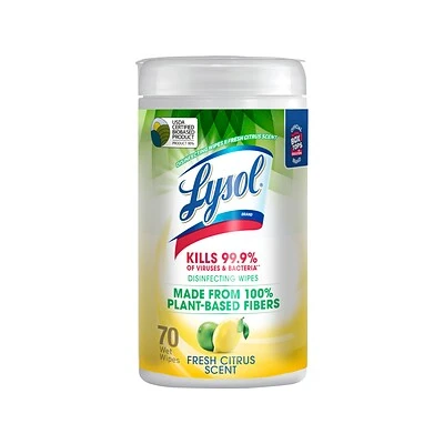 Lysol Disinfecting Wipes, Fresh Citrus Scent, 70 Wipes/Pack (1920049128) 3 Lysol Disinfecting Wipes, Fresh Citrus Scent, 70 Wipes/Pack (1920049128)
