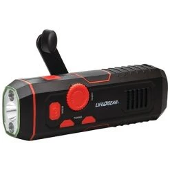Flashlights & Lanterns LIFE+GEAR 120-Lumen Stormproof USB Crank Flashlight & Radio (LG38-60675-RED)