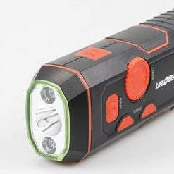 Flashlights & Lanterns LIFE+GEAR 120-Lumen Stormproof USB Crank Flashlight & Radio (LG38-60675-RED) -Ready America Shop sp22423358 s7