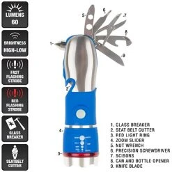 Camping Stalwart 12 In 1 Emergency Safety Multi Tool And LED Flashlight - BLUE -Ready America Shop sp4396098 s7