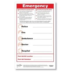 Federal & State Posters ComplyRight Emergency Numbers Safety Poster And Pen Set (N2606)